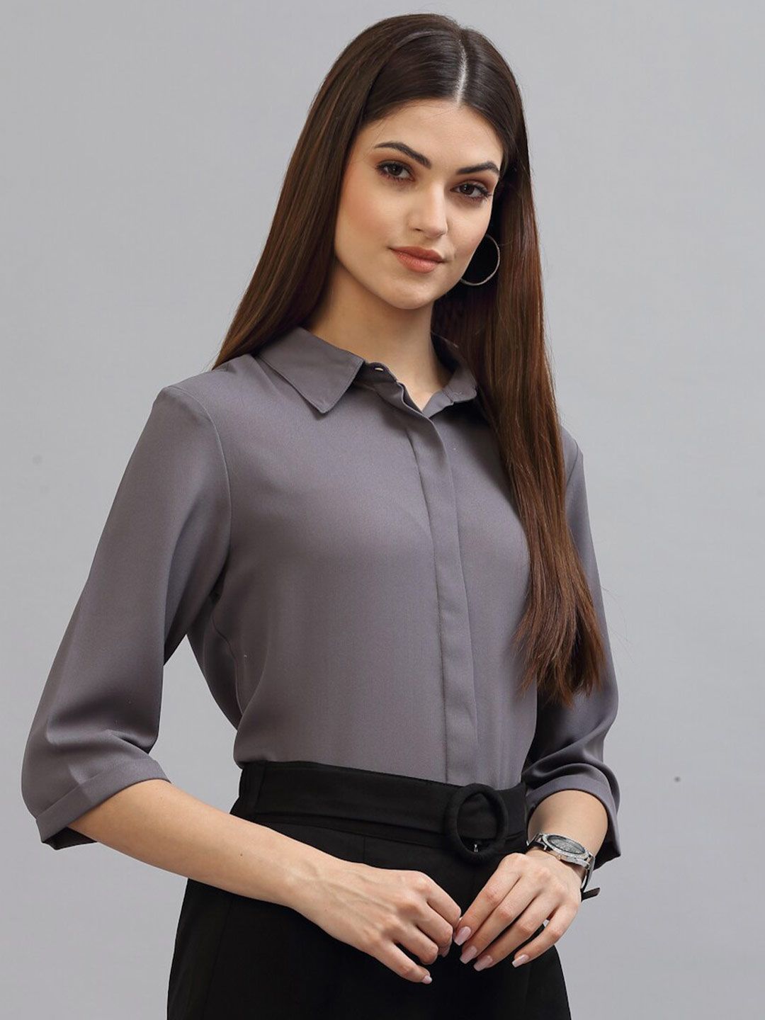 Style Quotient Women Grey Formal Shirt