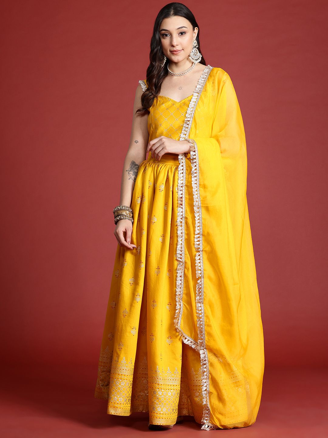 Anouk Foil Print Ready to Wear Lehenga Choli with Dupatta