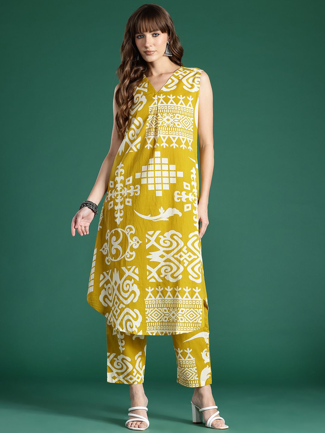 Indo Era Tribal Printed Pure Cotton Kurta with Trousers