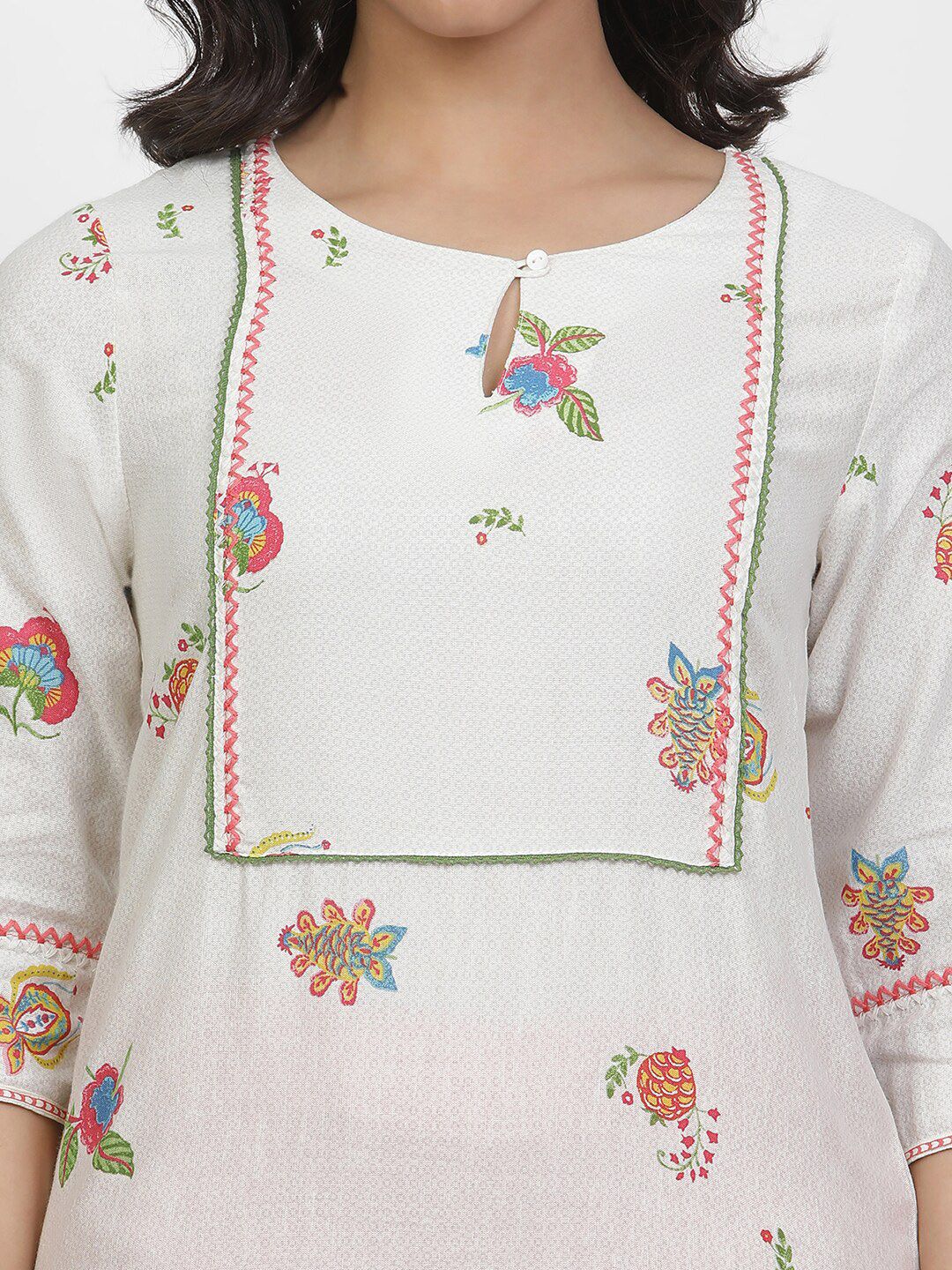 W Floral Printed Keyhole Neck Regular Kurta with Trousers