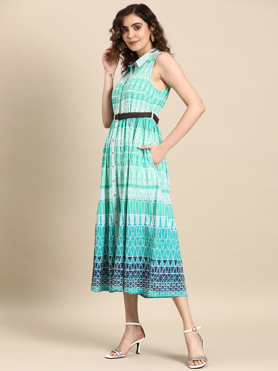 all about you Printed Midi Shirt Dress with Belt