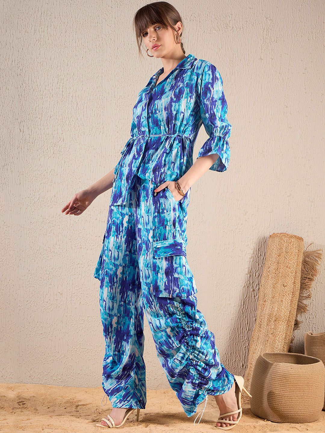 SASSAFRAS Abstract Printed Shirt & Trouser Co-Ord Set