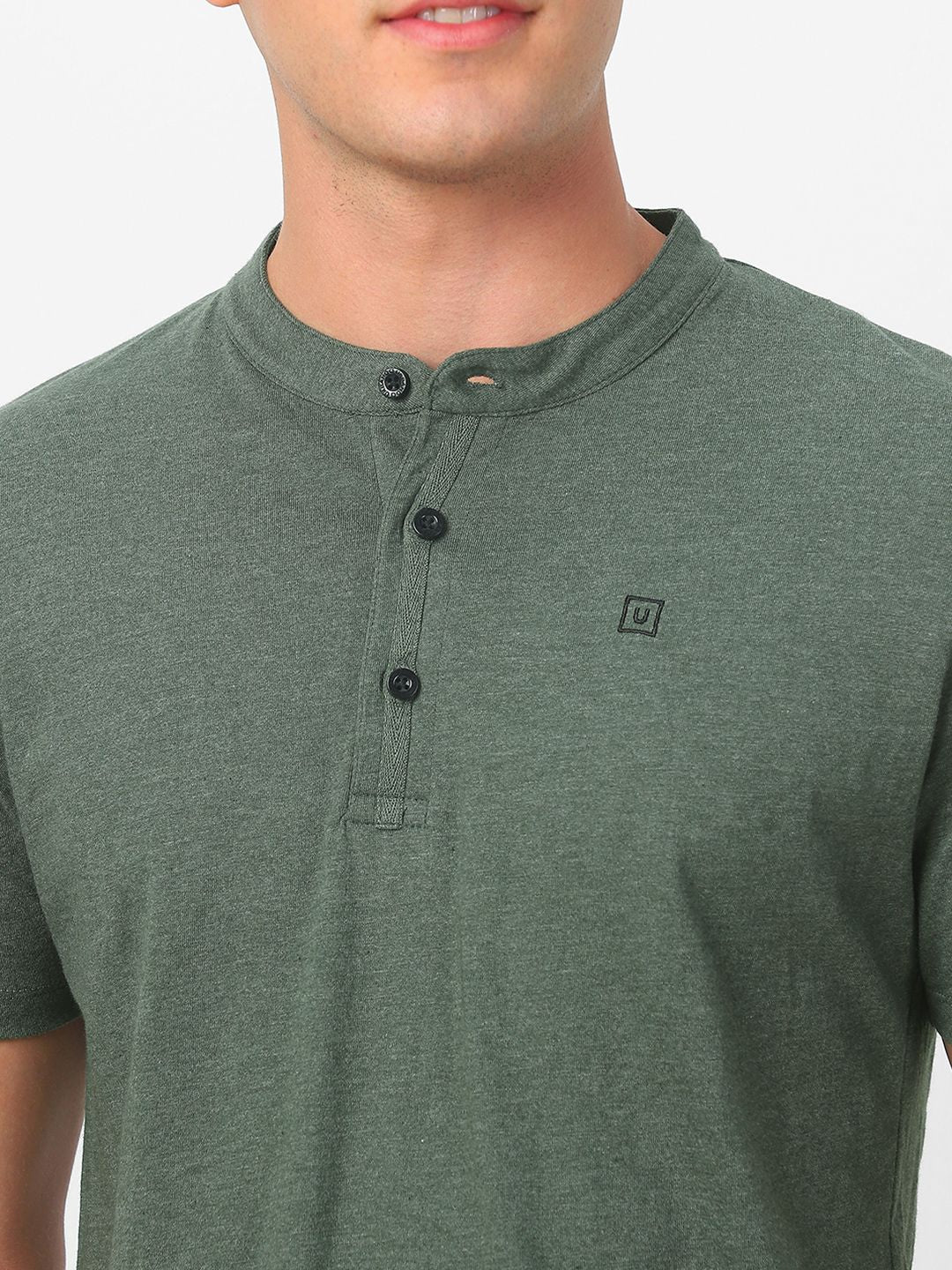 Urbano Fashion Men Henley Neck Cotton Slim Fit T-shirt
