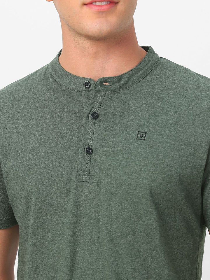 Urbano Fashion Men Henley Neck Cotton Slim Fit T-shirt