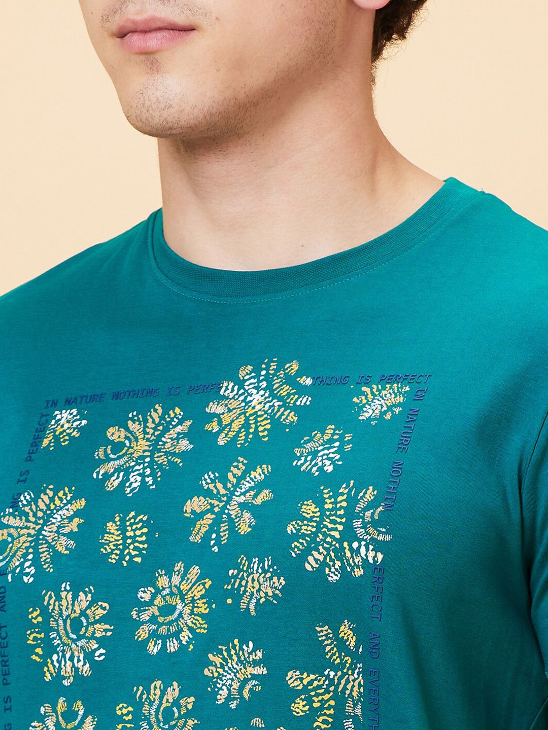 Being Human Floral Printed Round Neck Short Sleeves Slim Fit T-shirt