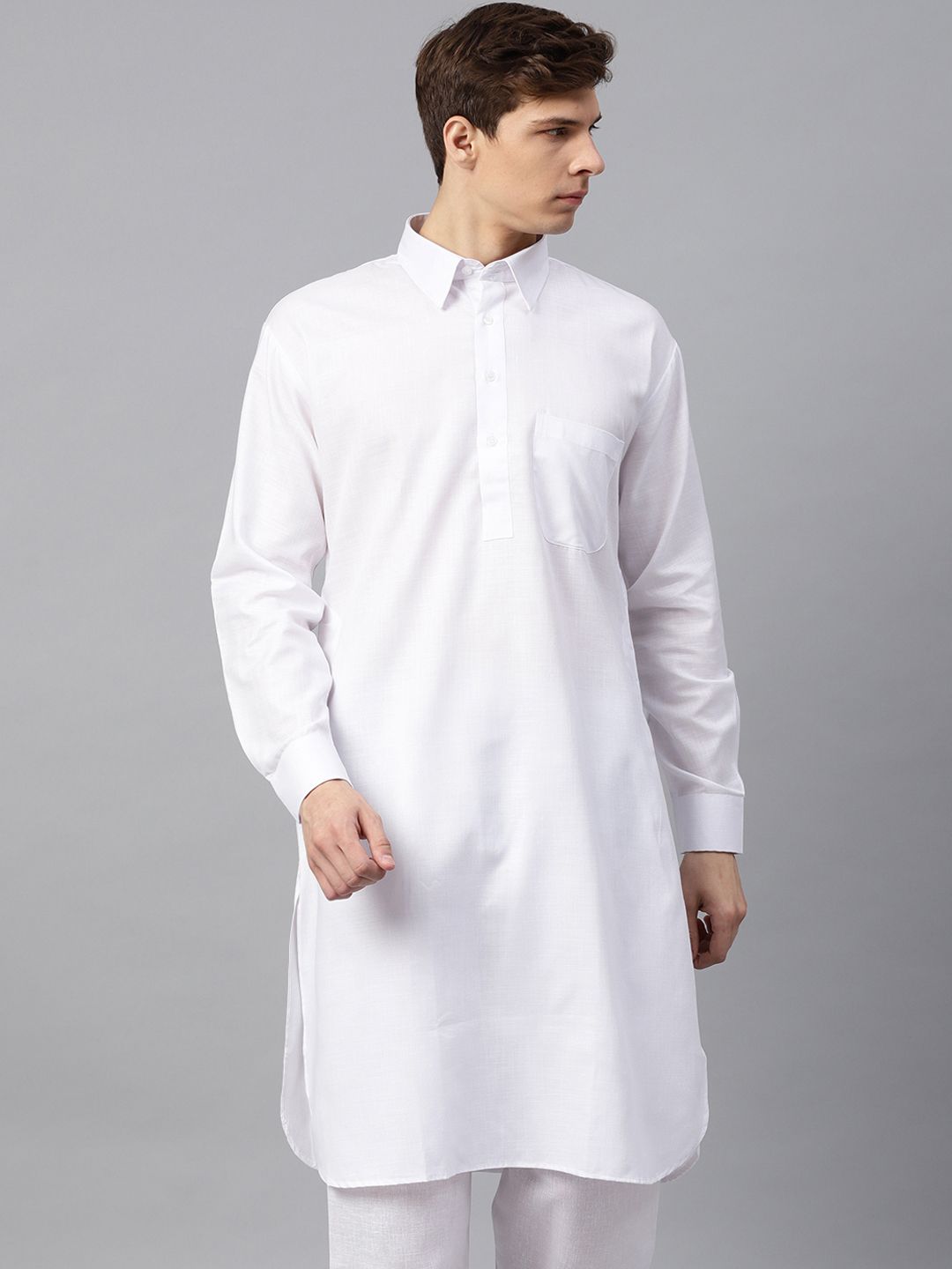 SOJANYA Lelaki Putih Solid Kurta Lurus