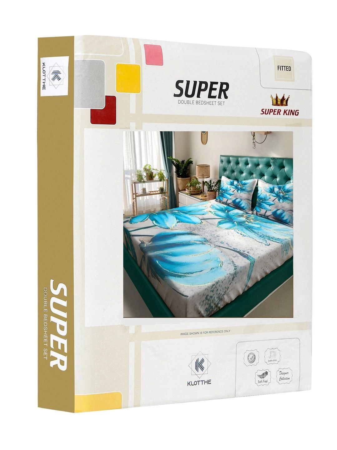Moda Rapido X KLOTTHE Turquoise Blue & White Floral 400 TC Bedsheet with 2 Pillow Covers