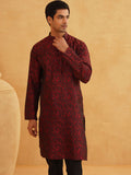 SOJANYA Men Maroon Woven Design Kurta Lurus