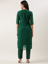 KALINI Embroidered Sequinned Straight Kurta & Trousers