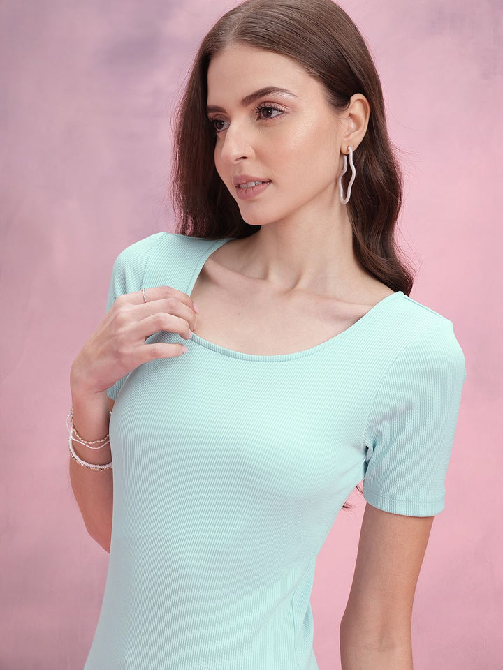 DressBerry Pastel Textured Ribbed Bodycon Dress