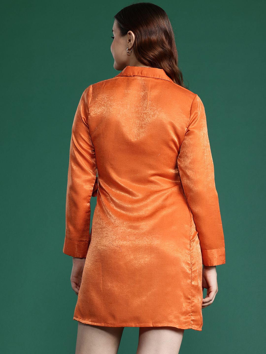 DressBerry Satin Finish Wrap Tie-Up Mini Dress