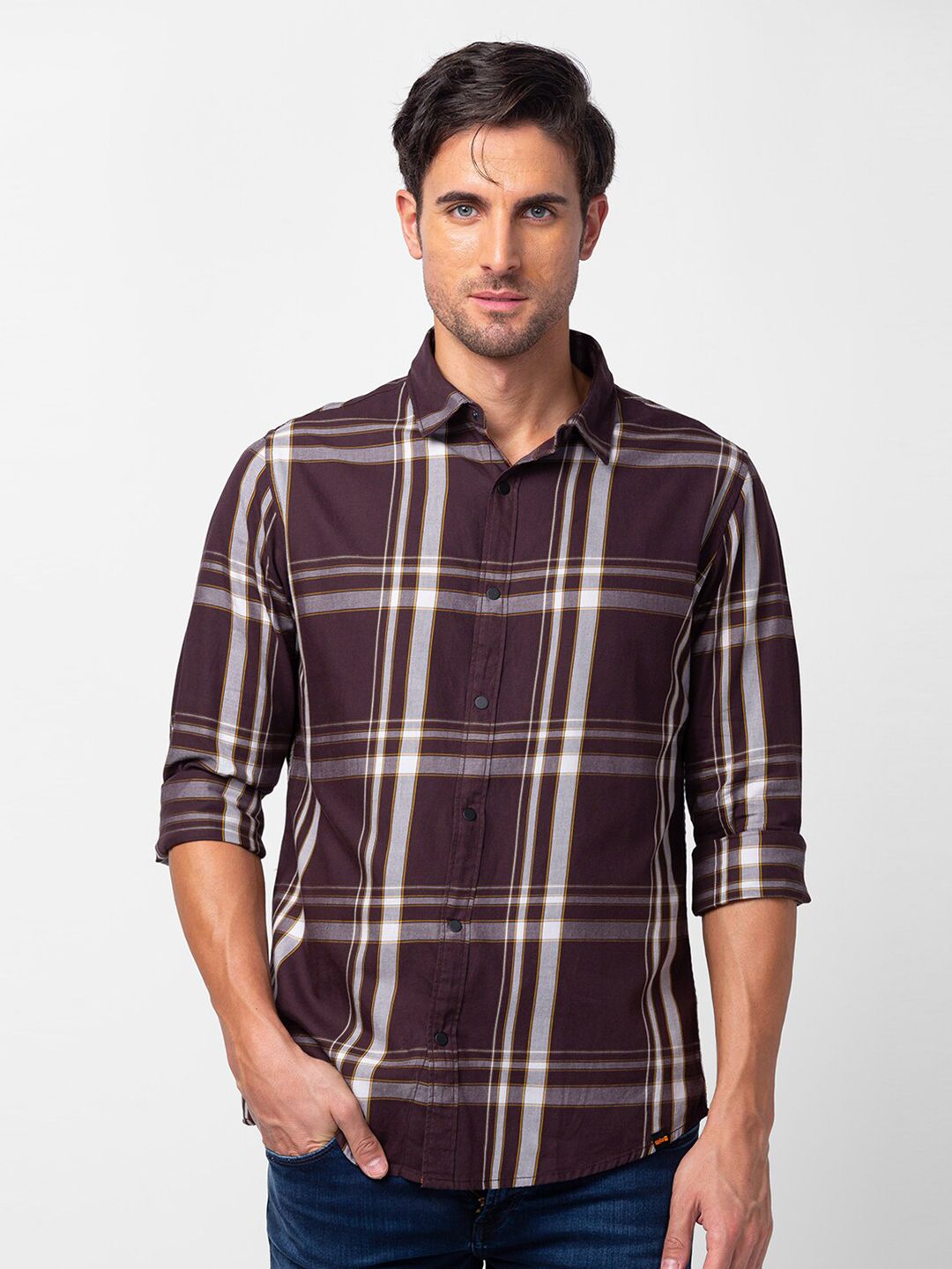SPYKAR Men Tartan Checked Casual Shirt