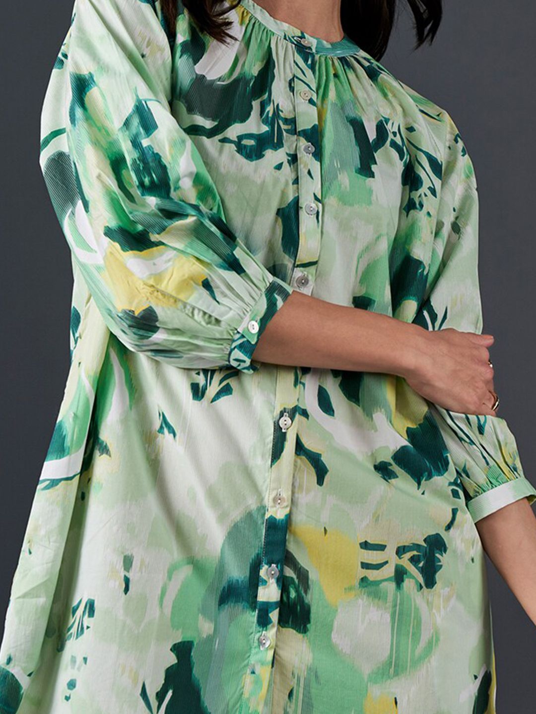 AND Floral Printed A-Line Pure Cotton Mini Dress