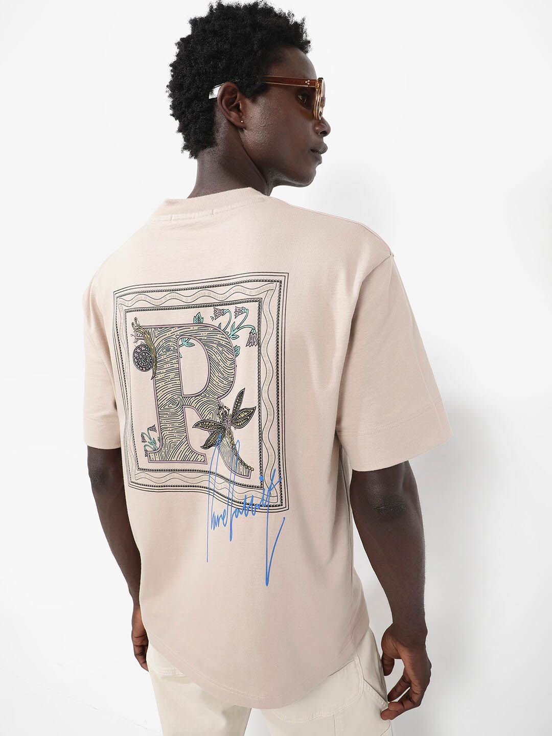 RARE RABBIT Men Yates Round Neck Oversized T-Shirt