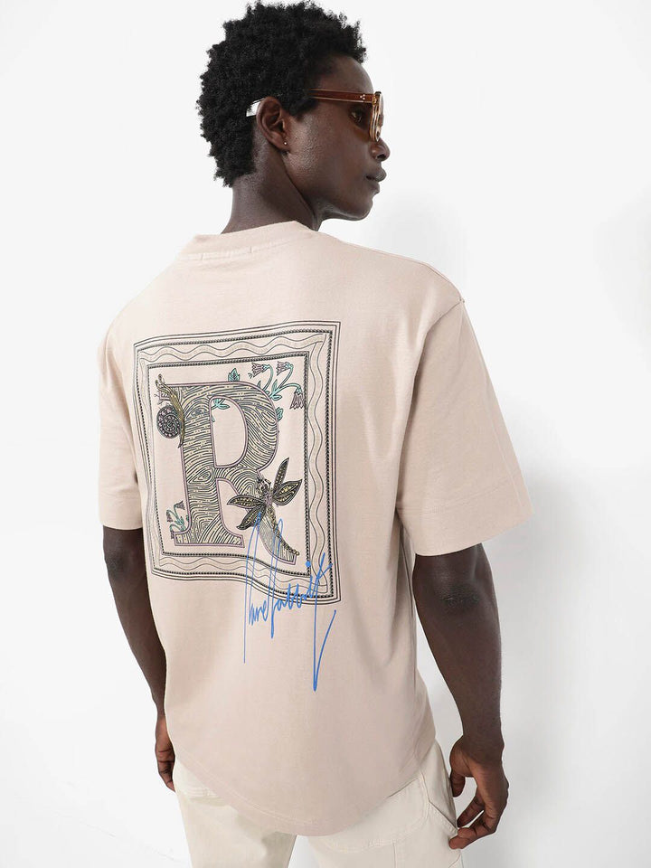 RARE RABBIT Men Yates Round Neck Oversized T-Shirt
