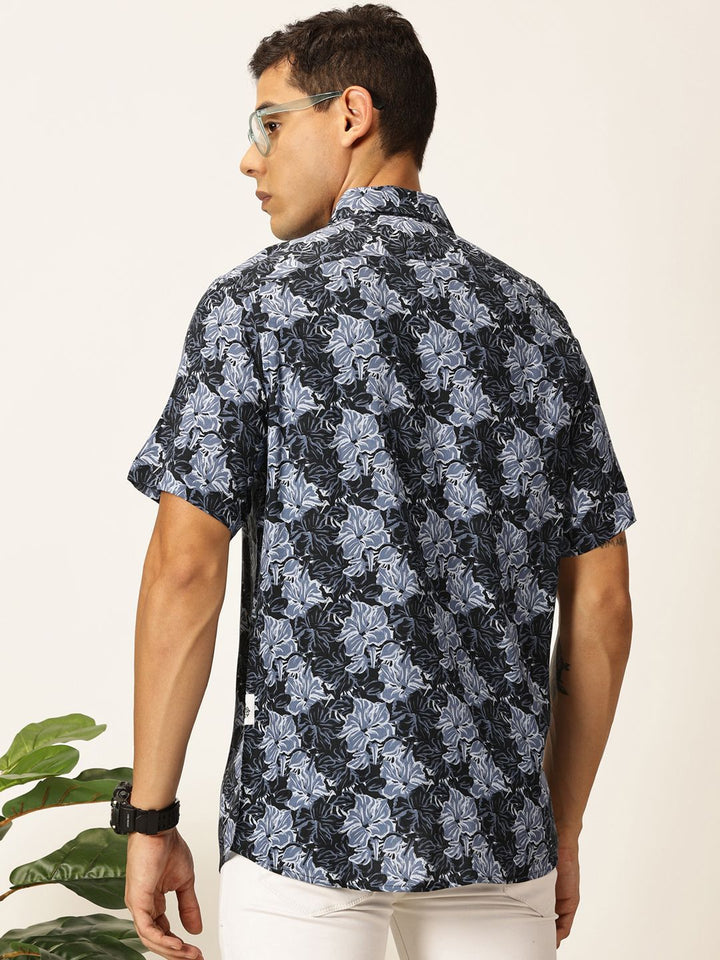 Thomas Scott Men Premium Floral Printed Cutaway Collar Casual Shirt
