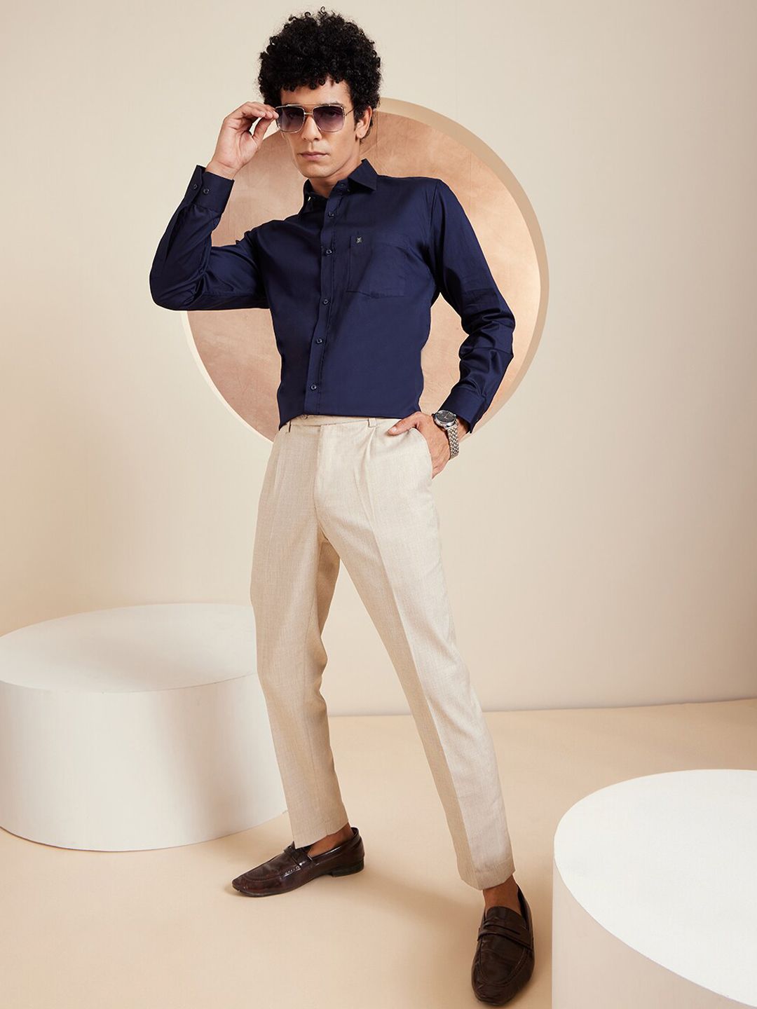 DENNISON Men Smart Tapered Fit Easy Wash Pleated Formal Trouser