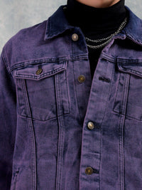 The Indian Garage Co Men Slim Fit Washed Denim Jacket with Flap Pockets