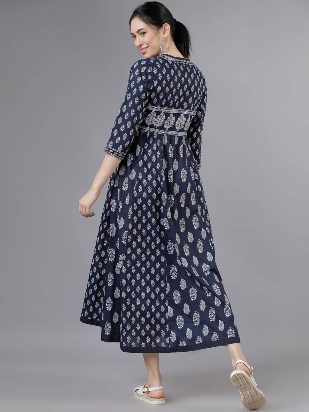 Vishudh Women Navy Blue Empire Dress