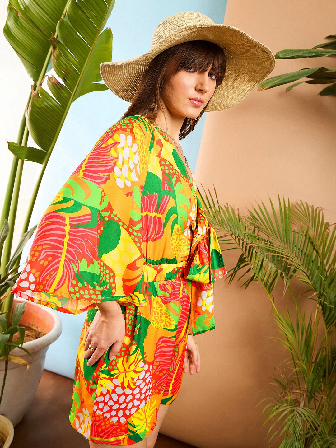 SASSAFRAS Floral Printed V-Neck Playsuit