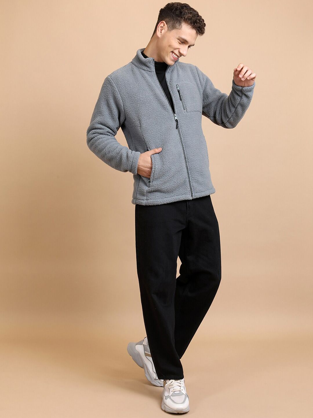 HIGHLANDER High Neck Regular Fit Front Open Sweatshirt