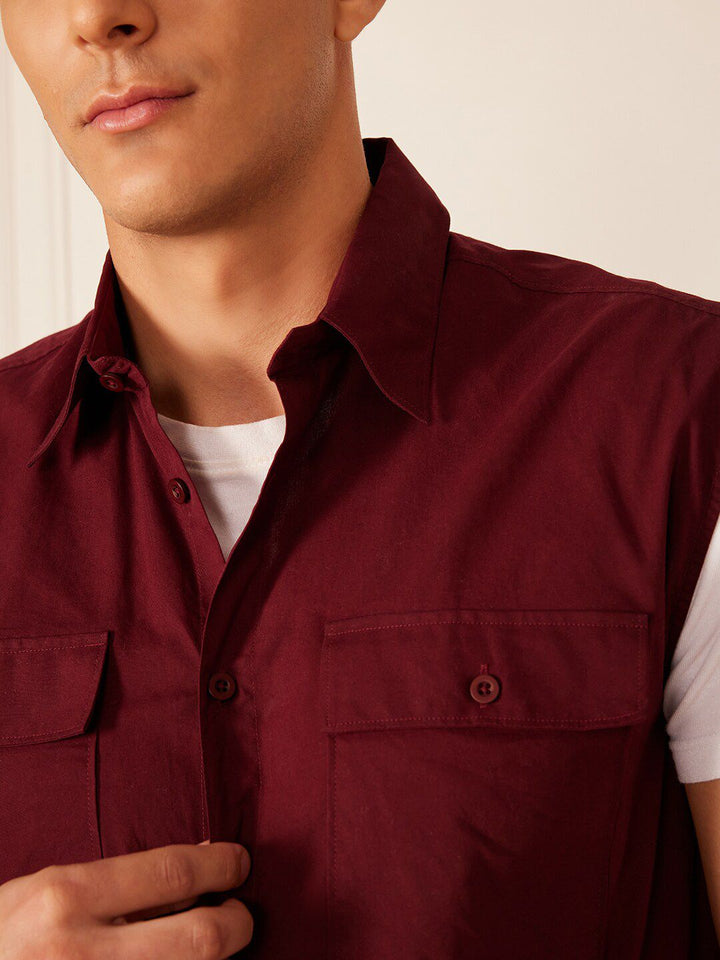 DENNISON Smart Sleeveless Cotton Casual Shirt