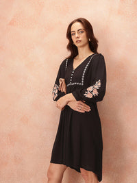 all about you Embroidered Detail A-Line Dress