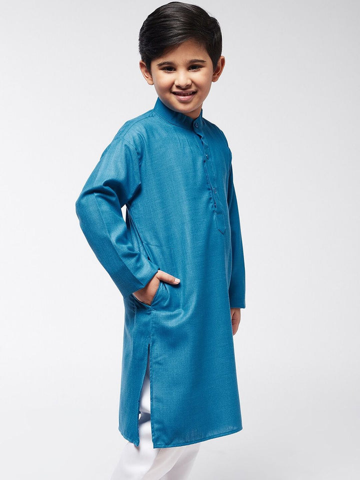 SOJANYA Boys Blue Solid Kurta