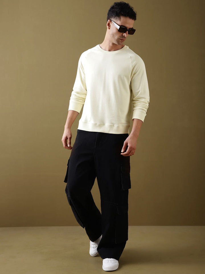 DILLINGER Men Solid Ultra Soft Drapey Cotton Raglan T-Shirt