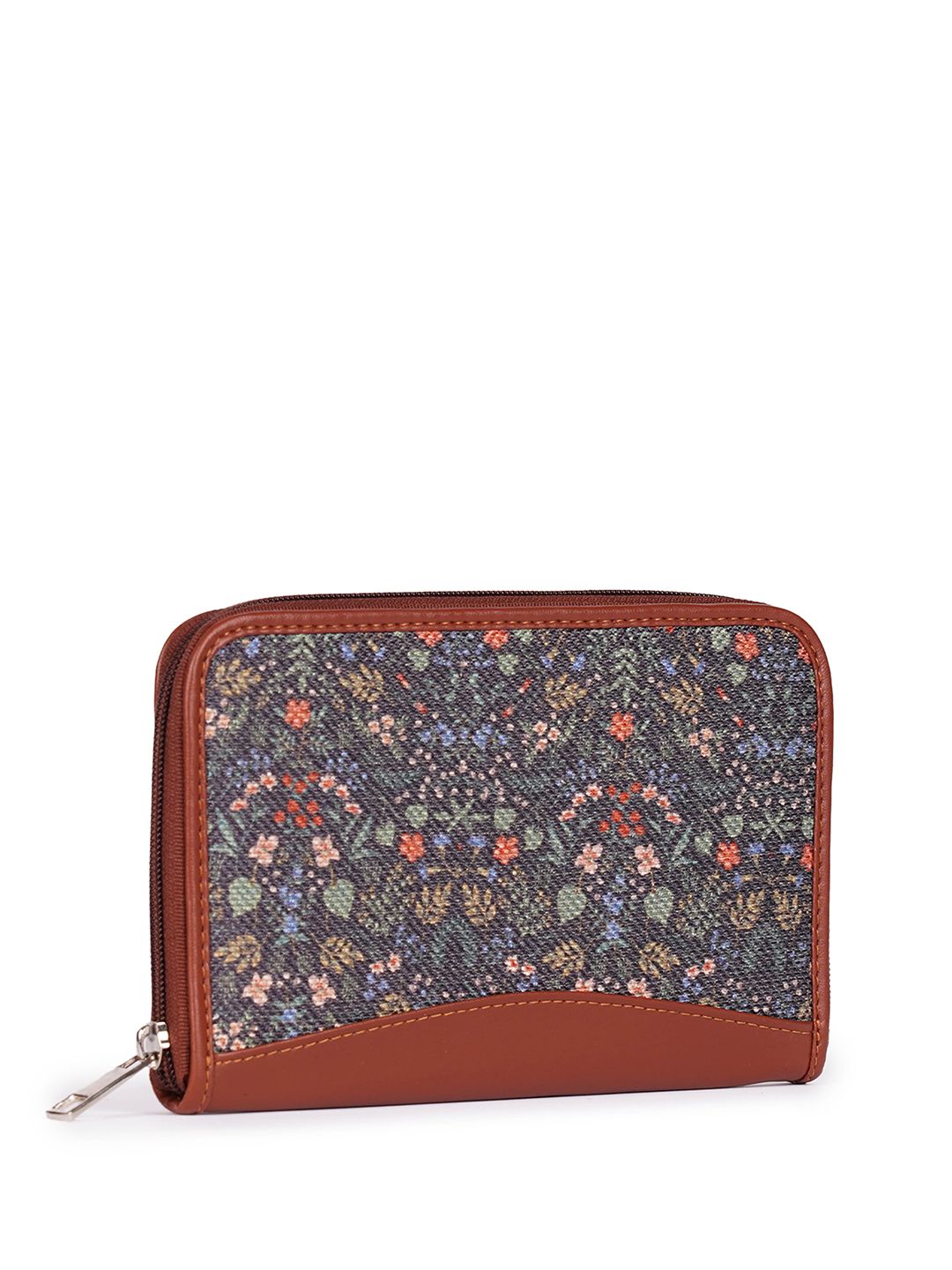 ZOUK Women Floral Printed Zip Detail Zip Around Wallet