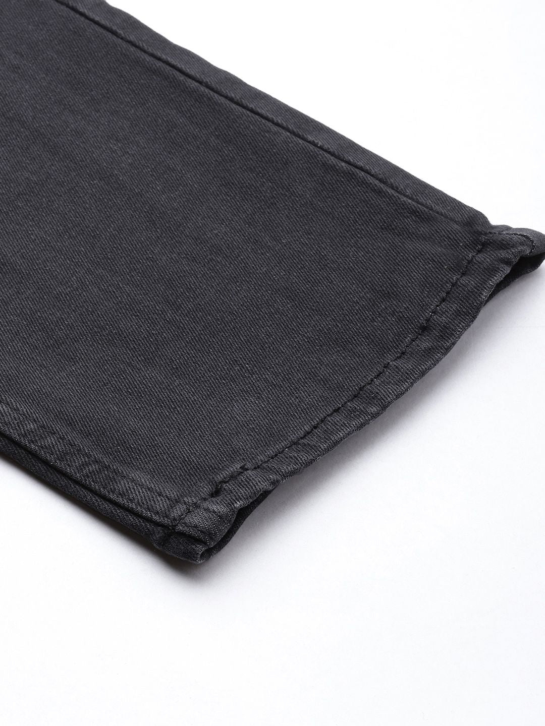 The Indian Garage Co Men Black Slim Fit Low Distress Light Fade Streachable Jeans
