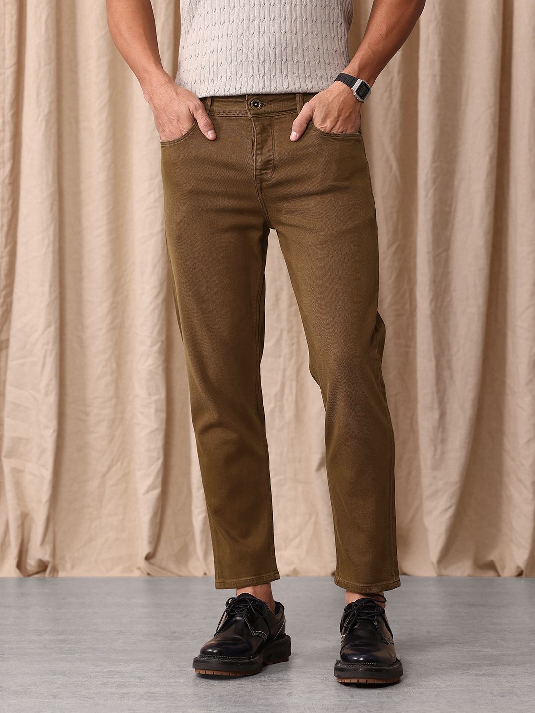 Mr Bowerbird Men Cropped Tapered Fit Stretchable Jeans