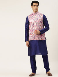 SOJANYA Kurta Biru Laut Lelaki dengan Jaket Churidar & Nehru