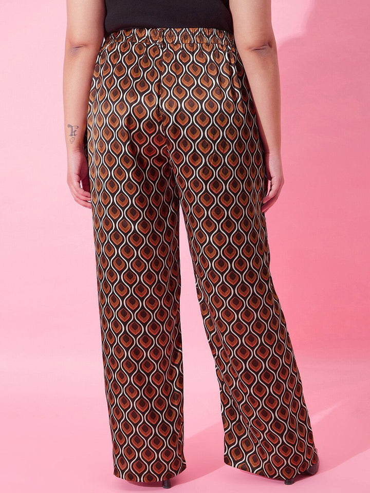 CURVY STREET Women Printed Loose Fit High-Rise Trousers