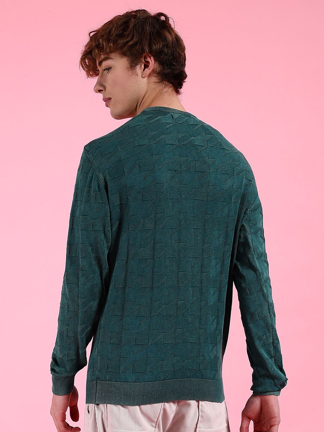 The Indian Garage Co Geometric Self Design Acrylic Pullover