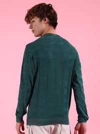 The Indian Garage Co Geometric Self Design Acrylic Pullover