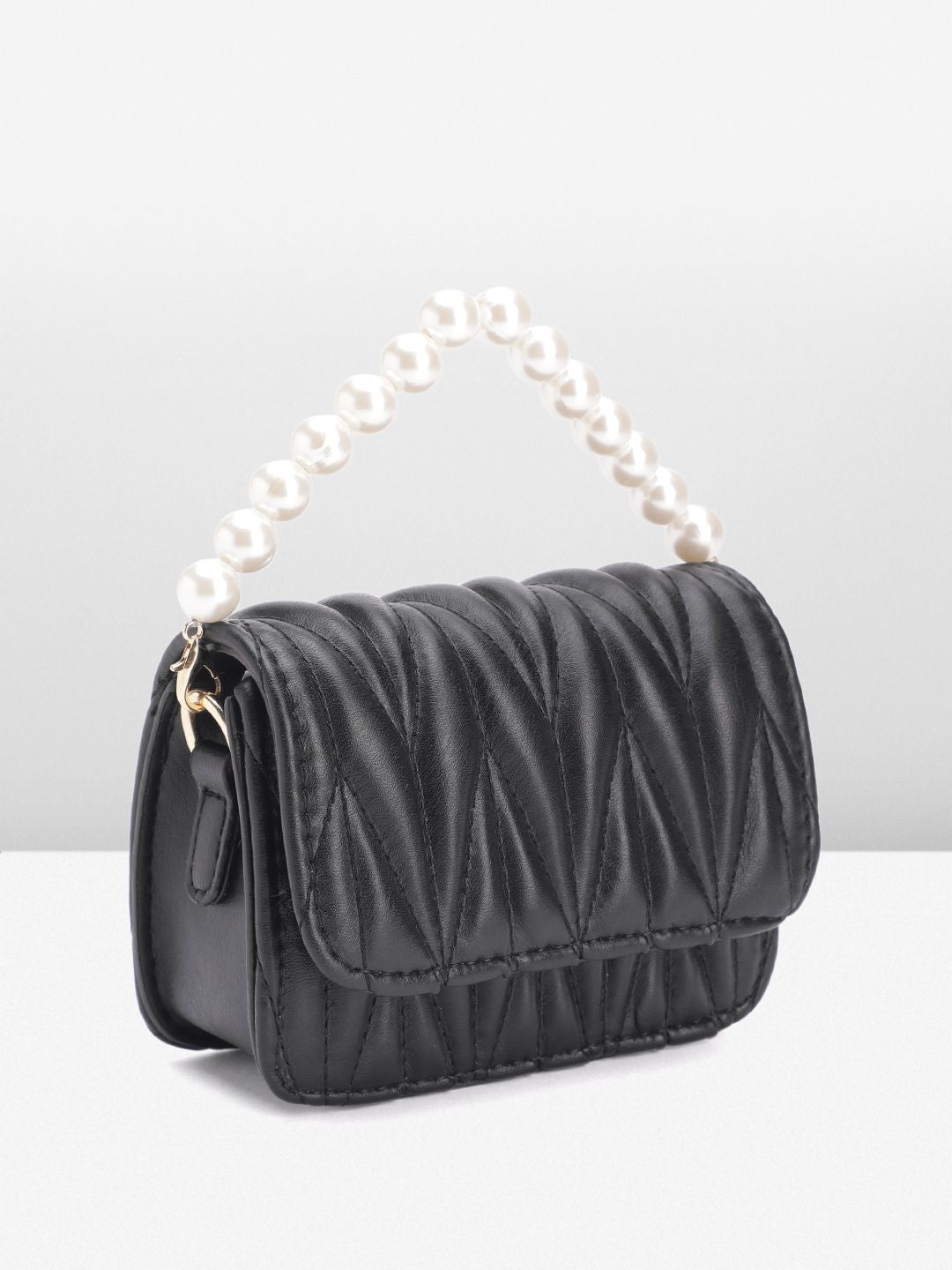 DressBerry Quilted Structured Satchel Bag