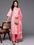Libas Printed Pleated Gotta Patti Kurta with Palazzos & Dupatta