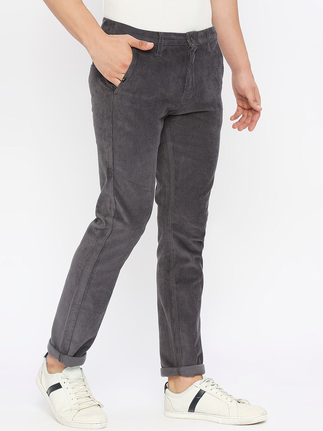 SPYKAR Men Self Design Slim Fit Cotton Trousers