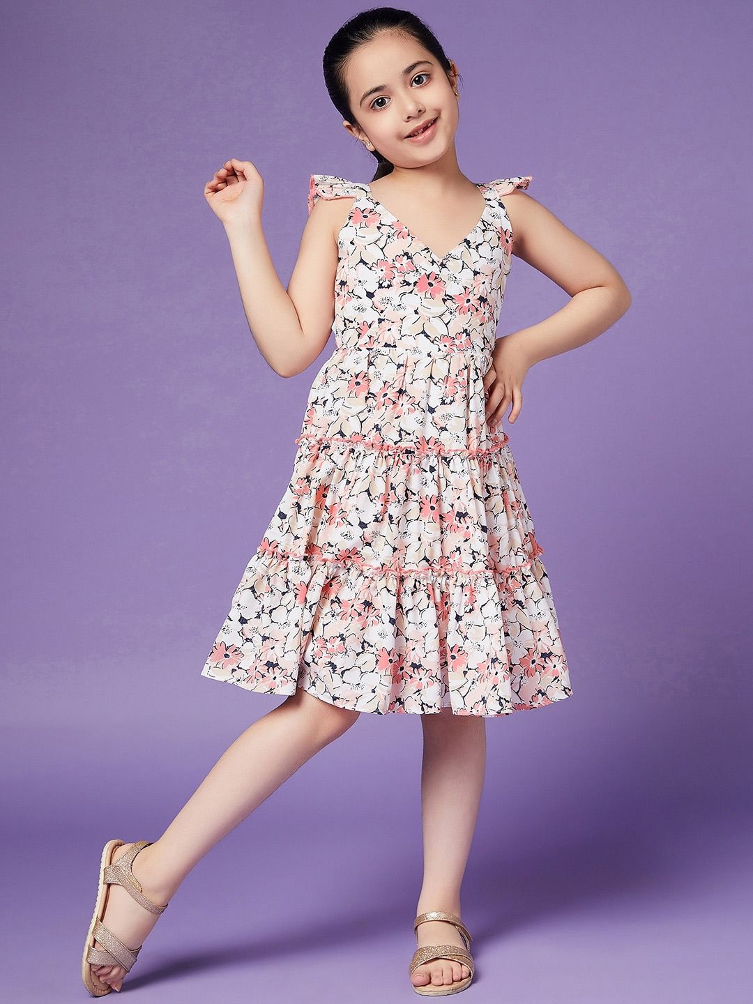 pspeaches Girls Floral Crepe Dress