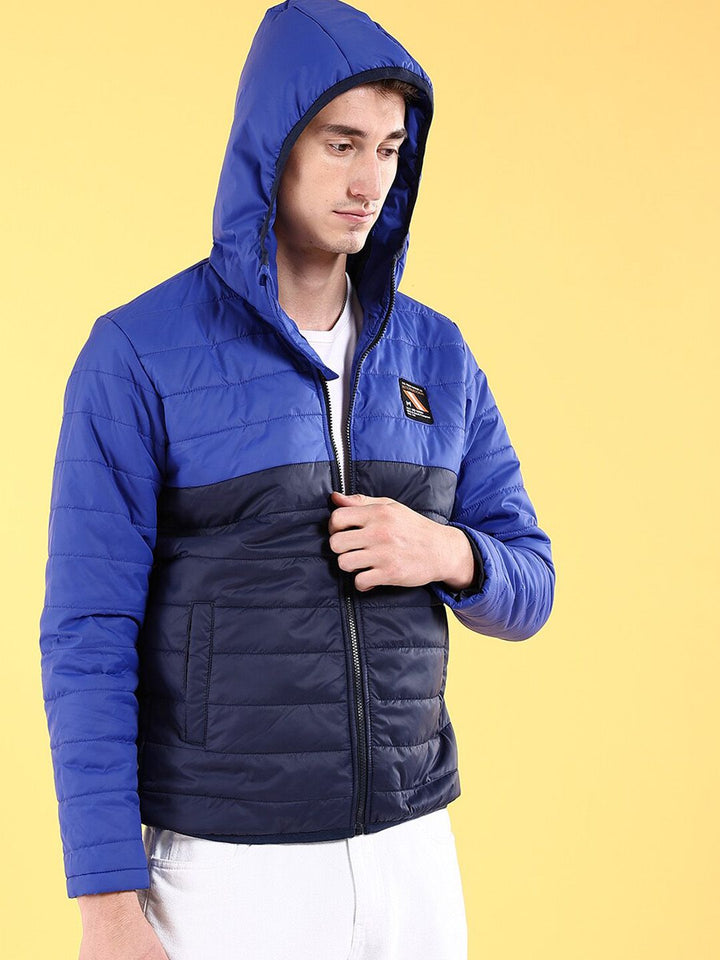 The Indian Garage Co Men Colourblock Regular Fit Hooded Puffer Jacket