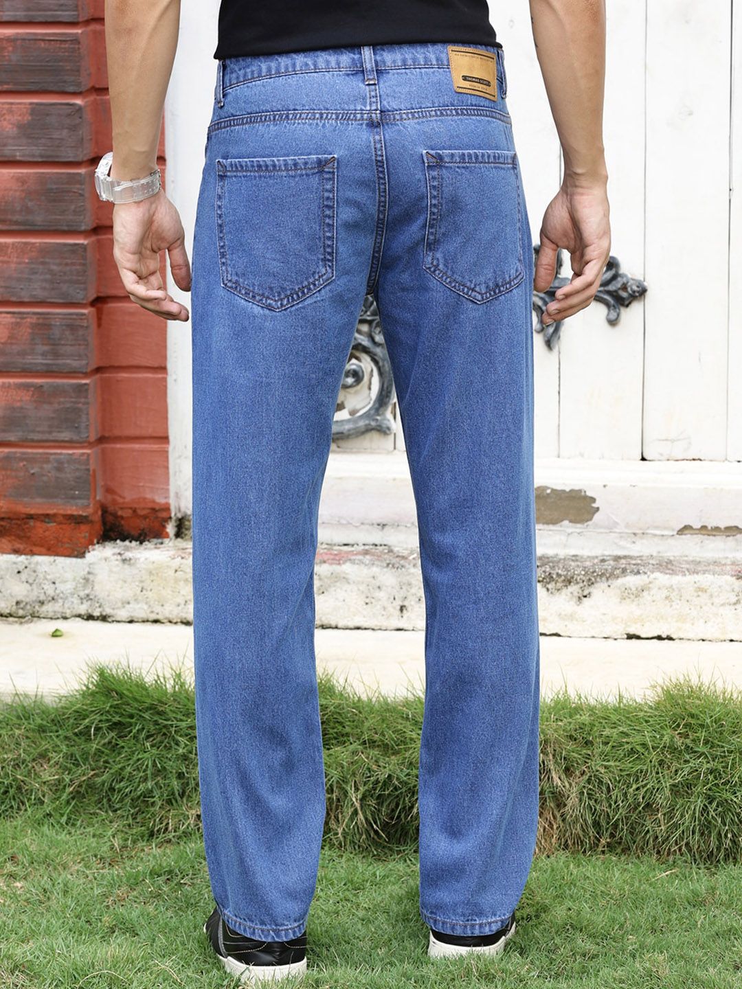 Thomas Scott Men Smart Baggy Fit Cotton Jeans