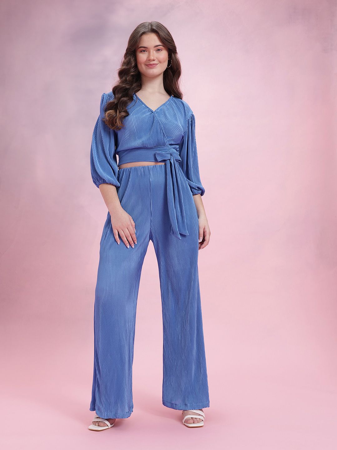 DressBerry Solid Accordion Pleats Co-Ords