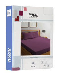 KLOTTHE Magenta Striped Cotton 300 TC King Fine Bedsheet with 2 Pillow Covers-98 x 87 inches