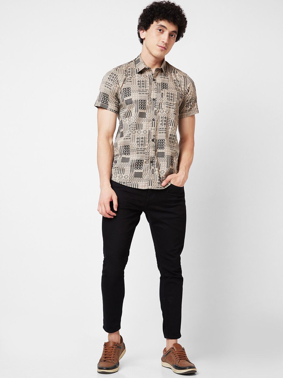 SPYKAR Abstract Opaque Printed Cotton Casual Shirt