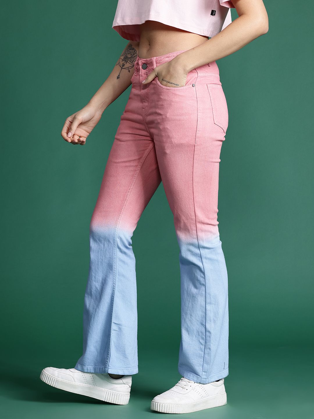 DressBerry Women Bootcut Fit Dyed Stretchable Jeans