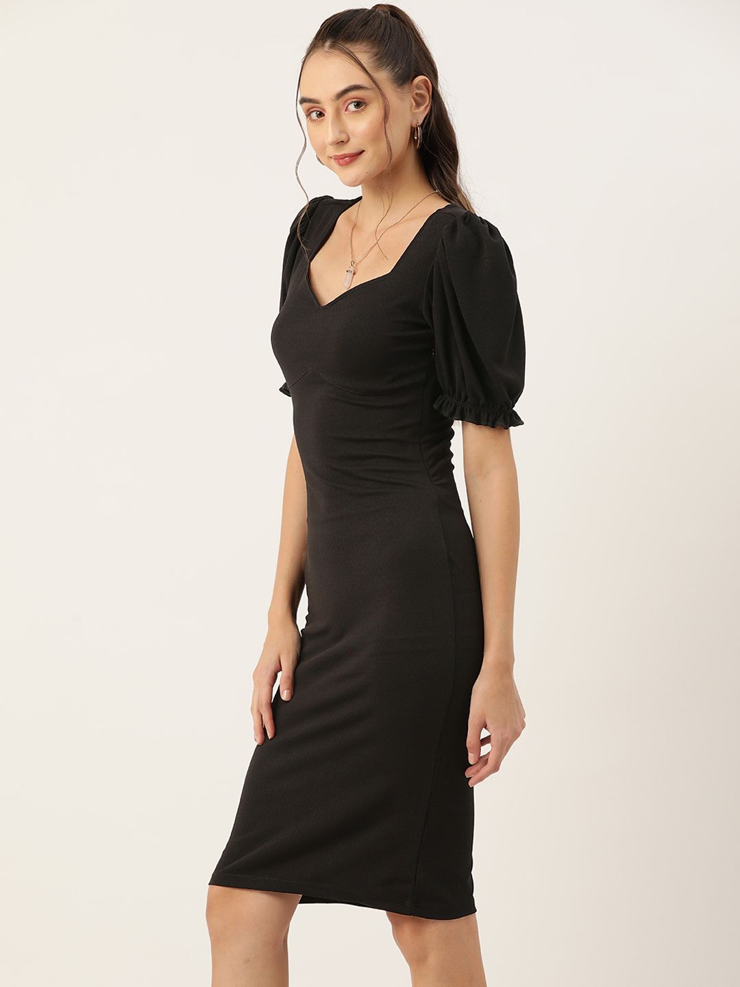 DressBerry Puff Sleeve Sheath Dress