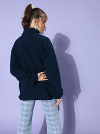STREET 9 Women Deep Navy Blue Solid Sweatshirt