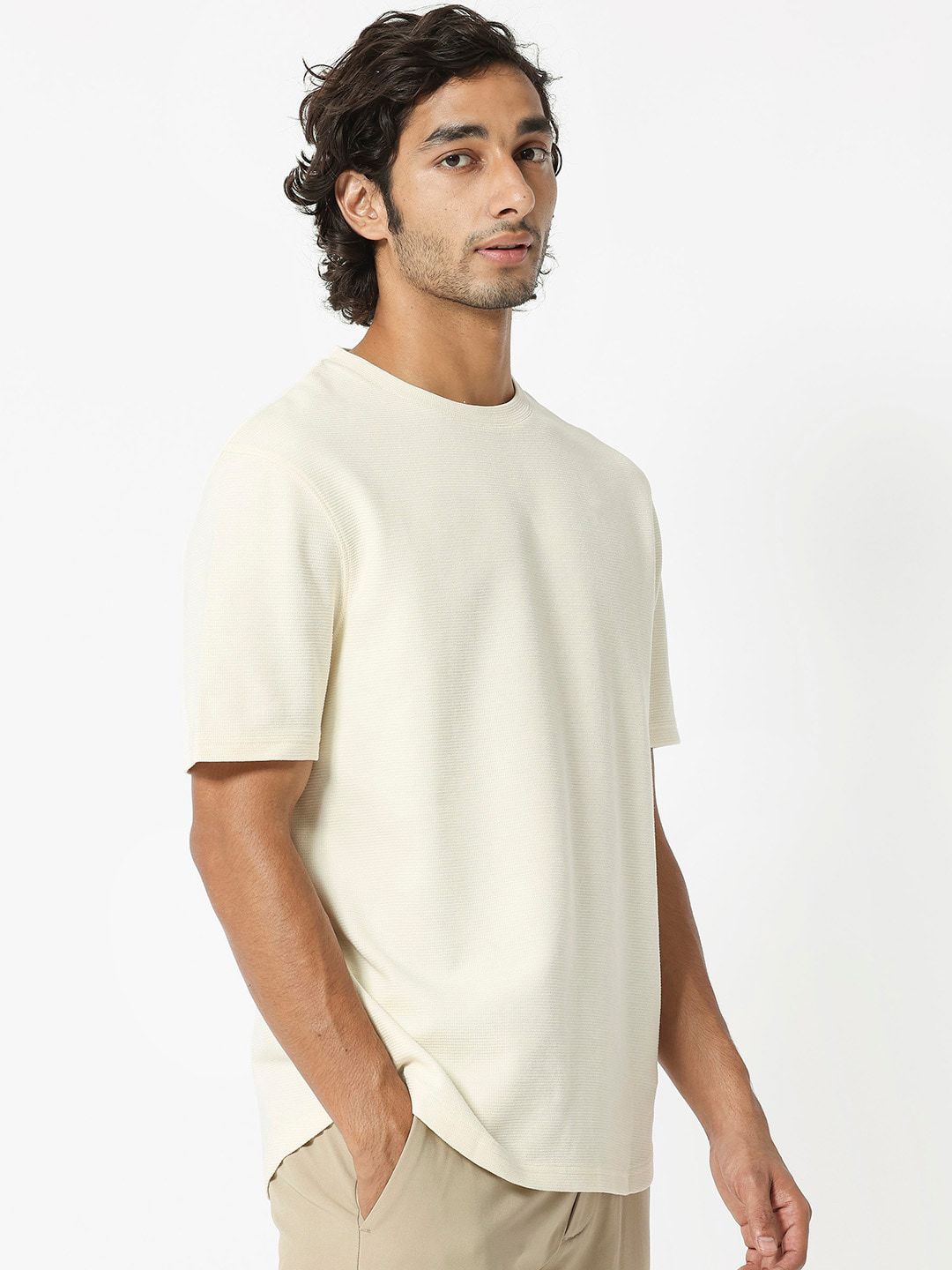 RARE RABBIT Men Buenos Round Neck Slim Fit Cotton T-Shirt