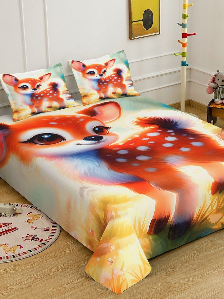 Myntra Elegant Homes Animal Printed Flat 400 TC King 7D Cadar Dengan 2 Sarung Bantal